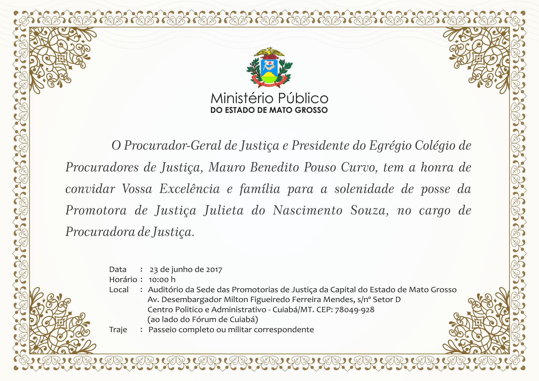 galeria/Solenidade de posse da nova Procuradora de Justiça, Julieta do Nascimento Souza - 23/06/2017